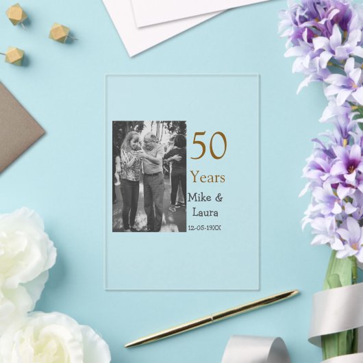 Happy 50th Anniversary Voeg paar naam datum bruilo Acryl Uitnodigingen (Insitu (Huwelijk))