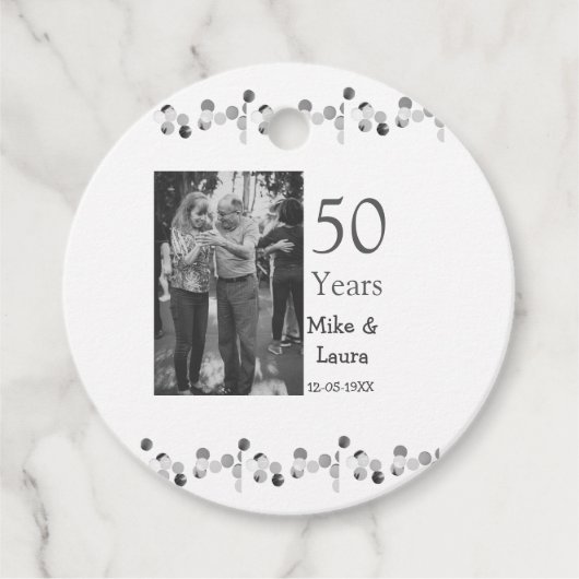 Happy 50th Anniversary Voeg paar naam datum bruilo Bedankjes Labels (Voorkant)