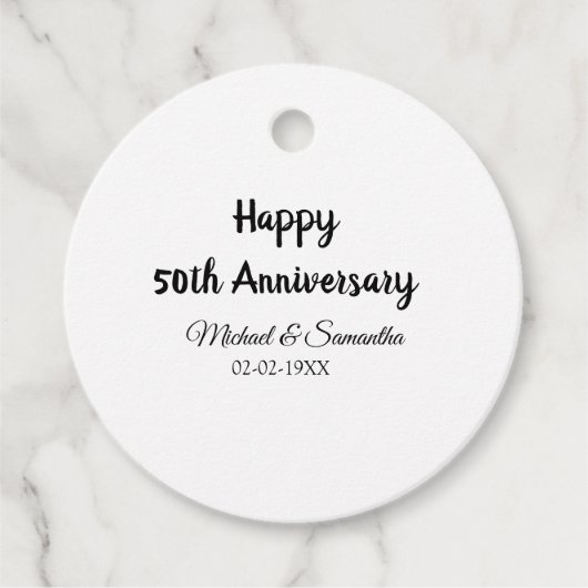 Happy 50th Anniversary Voeg paar naam datum bruilo Bedankjes Labels (Voorkant)