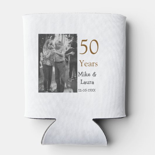 Happy 50th Anniversary Voeg paar naam datum bruilo Blikjeskoeler (Achterkant)