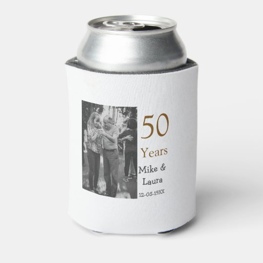 Happy 50th Anniversary Voeg paar naam datum bruilo Blikjeskoeler (Blikje Achterkant)