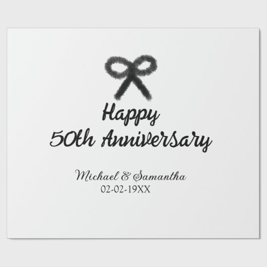 Happy 50th Anniversary Voeg paar naam datum bruilo Cadeaupapier (Vlak)