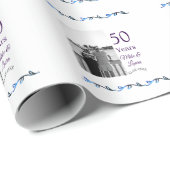 Happy 50th Anniversary Voeg paar naam datum bruilo Cadeaupapier (Rol Hoek)