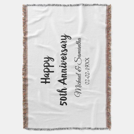 Happy 50th Anniversary Voeg paar naam datum bruilo Deken (Voorkant Verticaal)