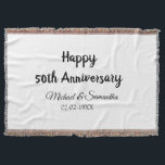 Happy 50th Anniversary Voeg paar naam datum bruilo Deken<br><div class="desc">ontwerp</div>