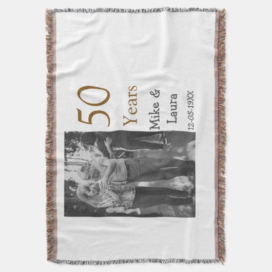 Happy 50th Anniversary Voeg paar naam datum bruilo Deken (Voorkant Verticaal)