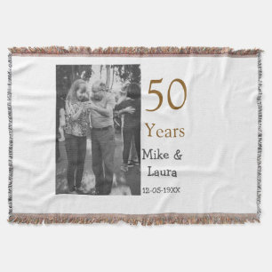 Happy 50th Anniversary Voeg paar naam datum bruilo Deken