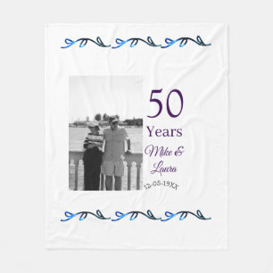 Happy 50th Anniversary Voeg paar naam datum bruilo Fleece Deken