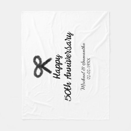 Happy 50th Anniversary Voeg paar naam datum bruilo Fleece Deken (Voorkant)