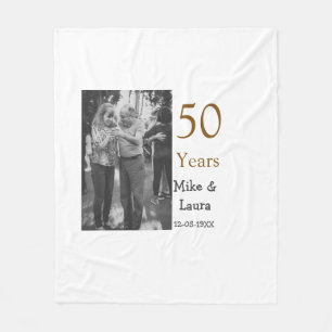 Happy 50th Anniversary Voeg paar naam datum bruilo Fleece Deken