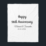 Happy 50th Anniversary Voeg paar naam datum bruilo Fleece Deken<br><div class="desc">ontwerp</div>