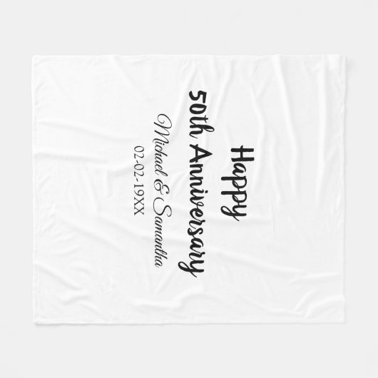 Happy 50th Anniversary Voeg paar naam datum bruilo Fleece Deken (Voorkant (Horizontaal))