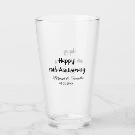 Happy 50th Anniversary Voeg paar naam datum bruilo Glas (Achterkant)
