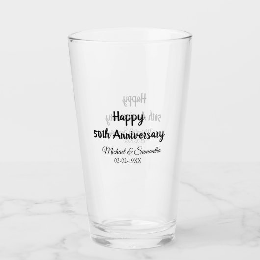 Happy 50th Anniversary Voeg paar naam datum bruilo Glas (Voorkant)