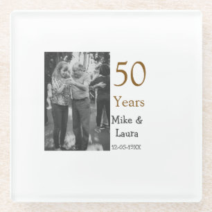 Happy 50th Anniversary Voeg paar naam datum bruilo Glazen Onderzetter