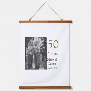 Happy 50th Anniversary Voeg paar naam datum bruilo Hangend Wandkleed
