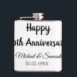 Happy 50th Anniversary Voeg paar naam datum bruilo Heupfles<br><div class="desc">ontwerp</div>