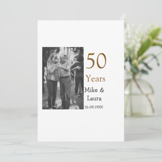 Happy 50th Anniversary Voeg paar naam datum bruilo Kaart (Staand voorkant)