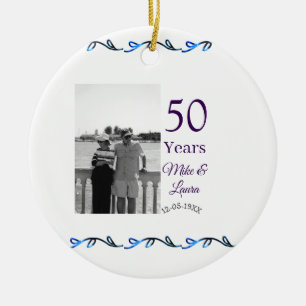 Happy 50th Anniversary Voeg paar naam datum bruilo Keramisch Ornament