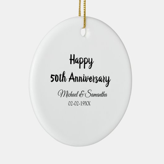Happy 50th Anniversary Voeg paar naam datum bruilo Keramisch Ornament (Rechts)