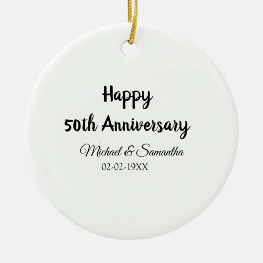 Happy 50th Anniversary Voeg paar naam datum bruilo Keramisch Ornament (Voorkant)