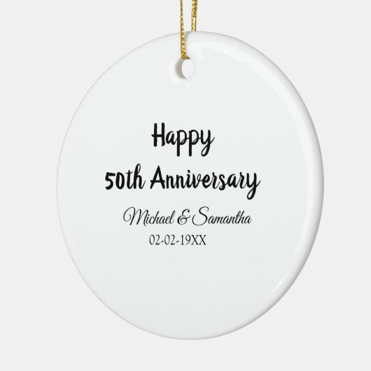 Happy 50th Anniversary Voeg paar naam datum bruilo Keramisch Ornament (Links)
