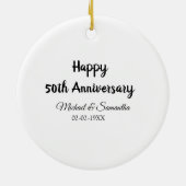 Happy 50th Anniversary Voeg paar naam datum bruilo Keramisch Ornament (Achterkant)