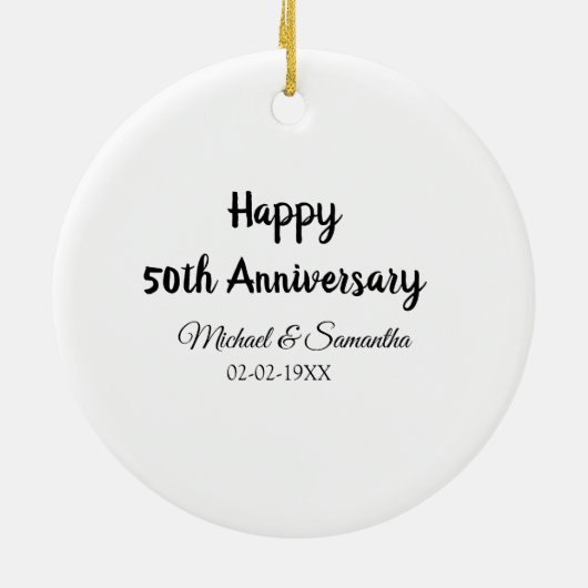 Happy 50th Anniversary Voeg paar naam datum bruilo Keramisch Ornament (Achterkant)