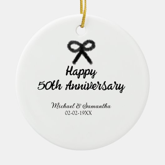 Happy 50th Anniversary Voeg paar naam datum bruilo Keramisch Ornament (Voorkant)