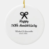 Happy 50th Anniversary Voeg paar naam datum bruilo Keramisch Ornament (Achterkant)
