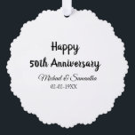 Happy 50th Anniversary Voeg paar naam datum bruilo Ornament Kaart<br><div class="desc">ontwerp</div>