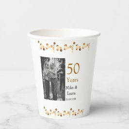 Happy 50th Anniversary Voeg paar naam datum bruilo Papieren Bekers