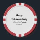Happy 50th Anniversary Voeg paar naam datum bruilo Poker Chips<br><div class="desc">ontwerp</div>