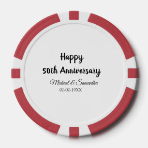 Happy 50th Anniversary Voeg paar naam datum bruilo Poker Chips
