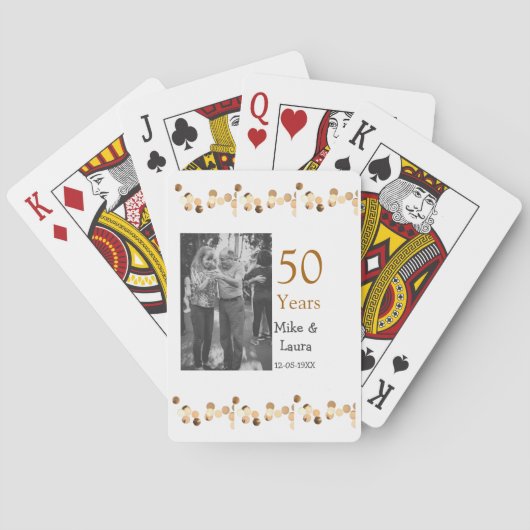 Happy 50th Anniversary Voeg paar naam datum bruilo Pokerkaarten (Achterkant)