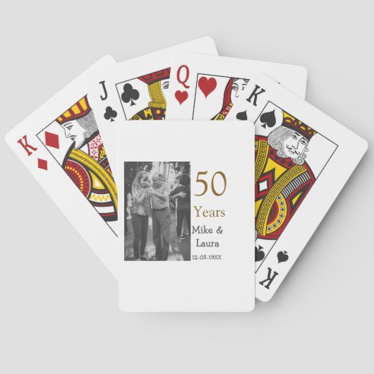 Happy 50th Anniversary Voeg paar naam datum bruilo Pokerkaarten (Achterkant)
