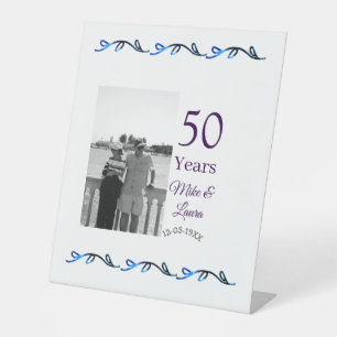 Happy 50th Anniversary Voeg paar naam datum bruilo Reclamebord Met Voetstuk