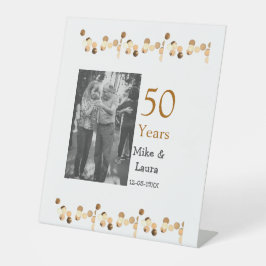 Happy 50th Anniversary Voeg paar naam datum bruilo Reclamebord Met Voetstuk