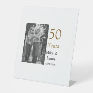 Happy 50th Anniversary Voeg paar naam datum bruilo Reclamebord Met Voetstuk