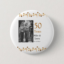 Happy 50th Anniversary Voeg paar naam datum bruilo Ronde Button 5,7 Cm