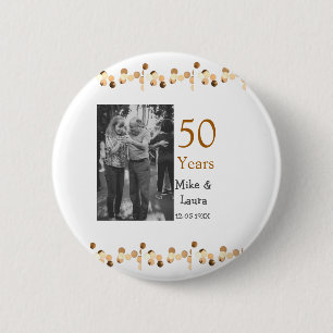 Happy 50th Anniversary Voeg paar naam datum bruilo Ronde Button 5,7 Cm