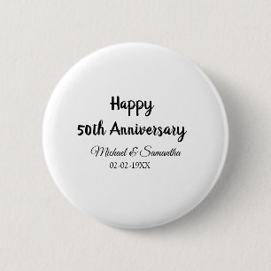 Happy 50th Anniversary Voeg paar naam datum bruilo Ronde Button 5,7 Cm