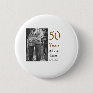 Happy 50th Anniversary Voeg paar naam datum bruilo Ronde Button 5,7 Cm