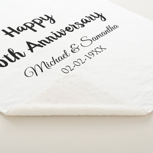 Happy 50th Anniversary Voeg paar naam datum bruilo Sherpa Deken (3/4)