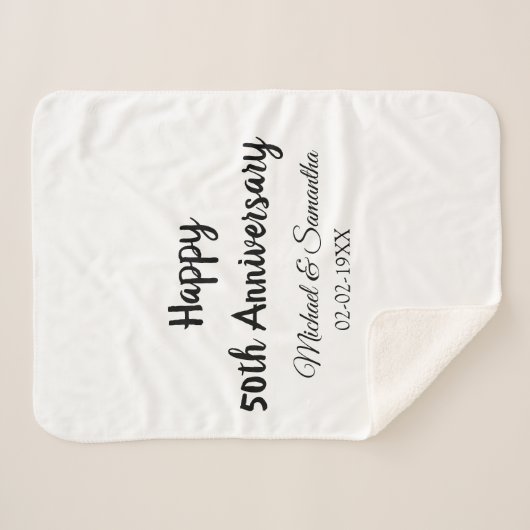 Happy 50th Anniversary Voeg paar naam datum bruilo Sherpa Deken (Voorkant (horizontaal))