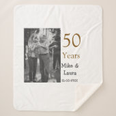 Happy 50th Anniversary Voeg paar naam datum bruilo Sherpa Deken (Voorkant)