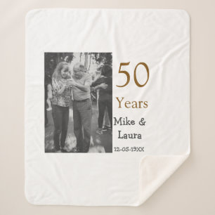 Happy 50th Anniversary Voeg paar naam datum bruilo Sherpa Deken