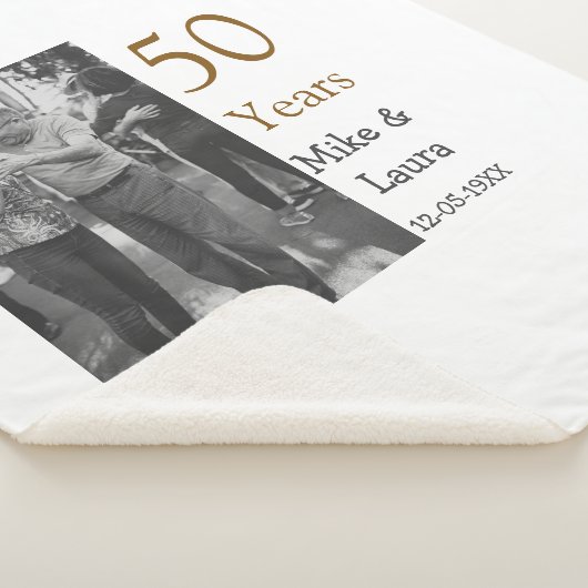 Happy 50th Anniversary Voeg paar naam datum bruilo Sherpa Deken (3/4)