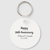 Happy 50th Anniversary Voeg paar naam datum bruilo Sleutelhanger (Voorkant)