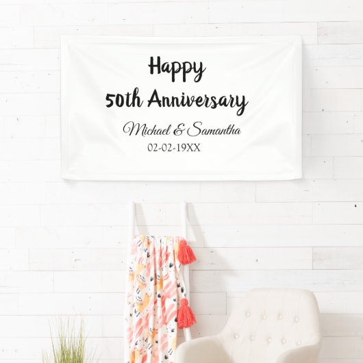 Happy 50th Anniversary Voeg paar naam datum bruilo Spandoek (Insitu)